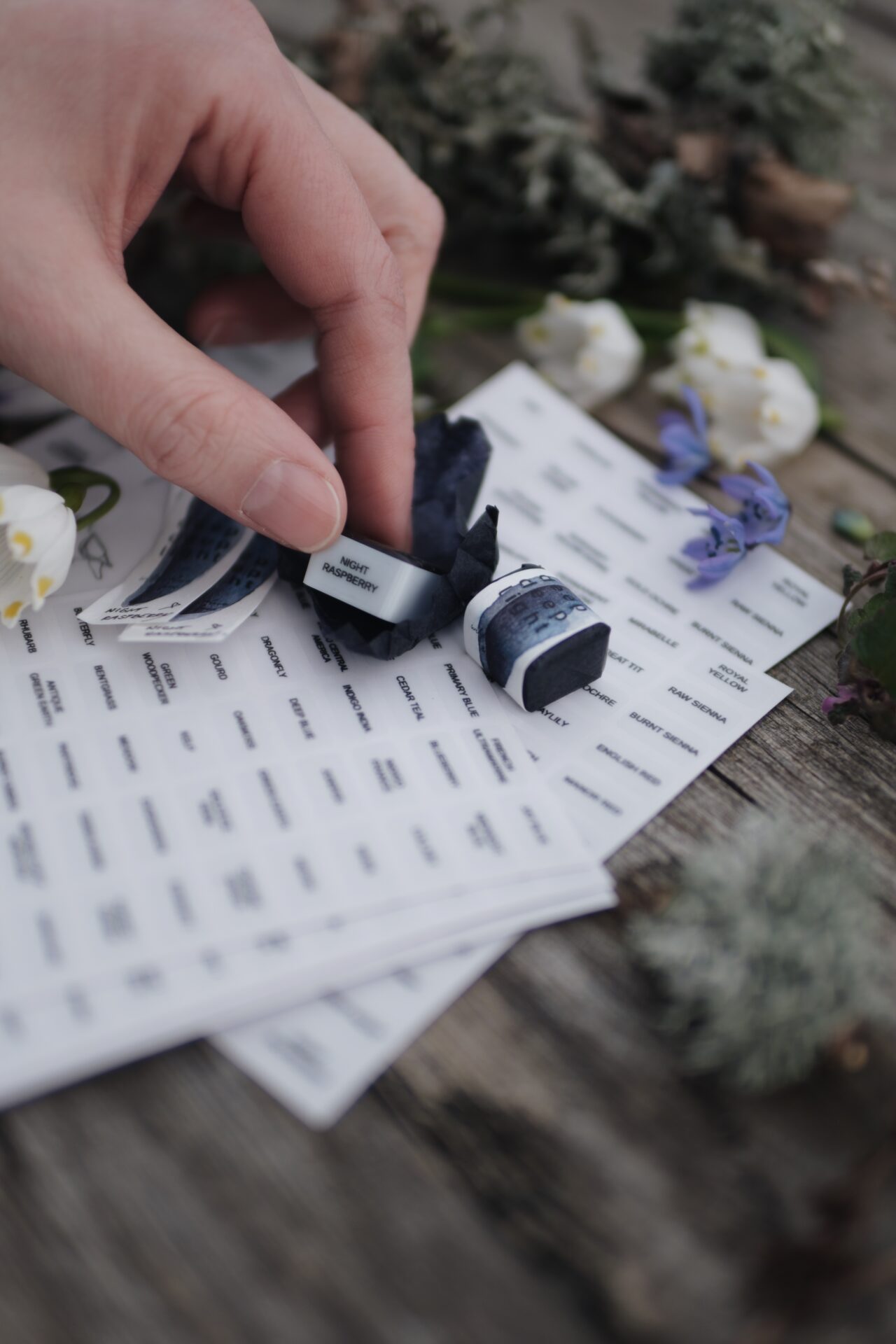 Tiny color name stickers